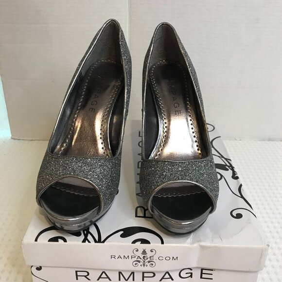 RAMPAGE WOMENS GRACEE PEWTER SPARKLE HEELS SIZE 6.5 NWB - Picture 1 of 8